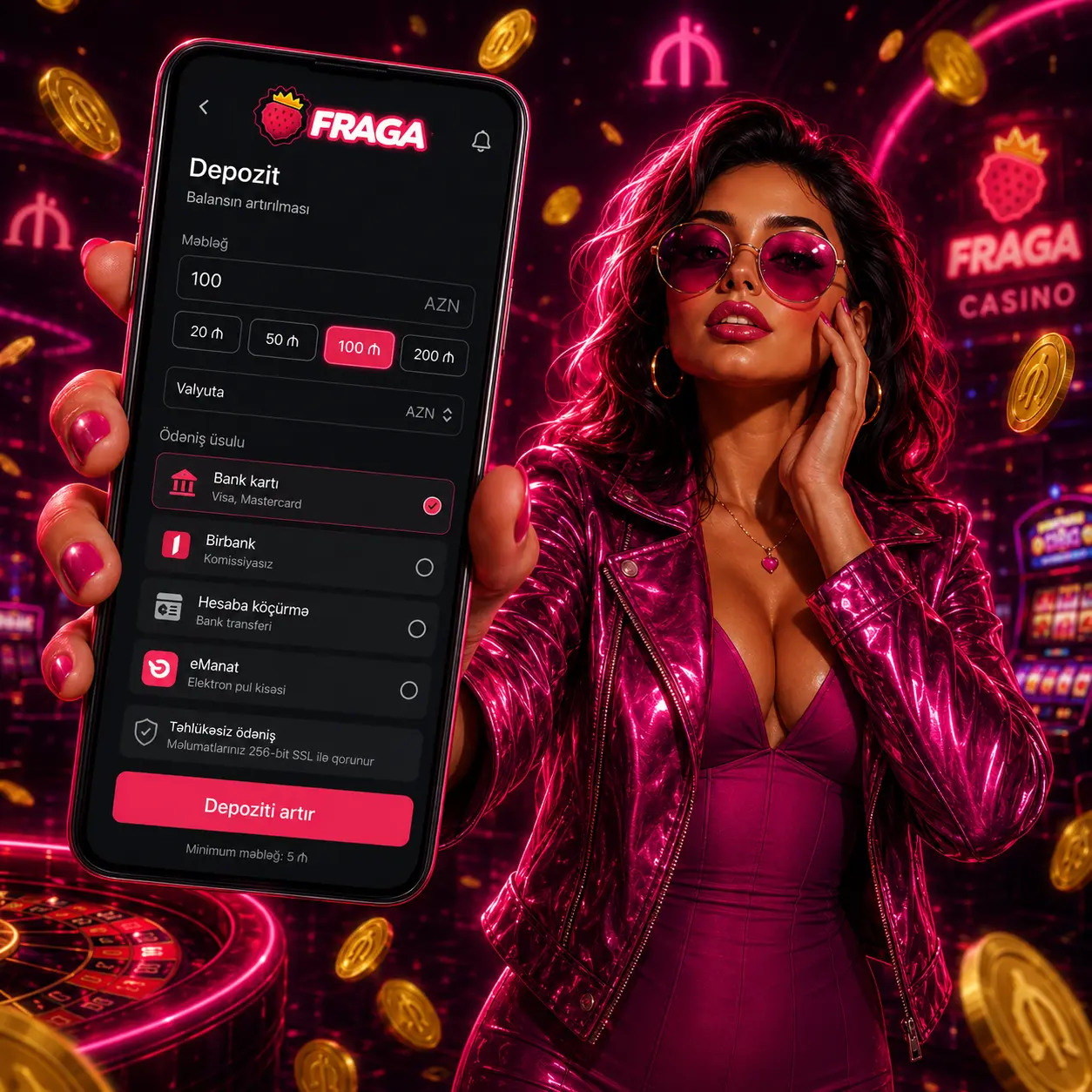 Fraga casino depozit bölməsi, AZN balans artırma və Fragabet ödəniş üsulları